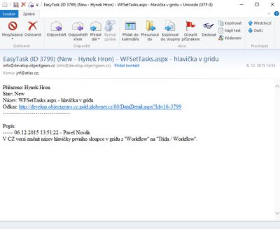 Example of an email from model EasyTask
